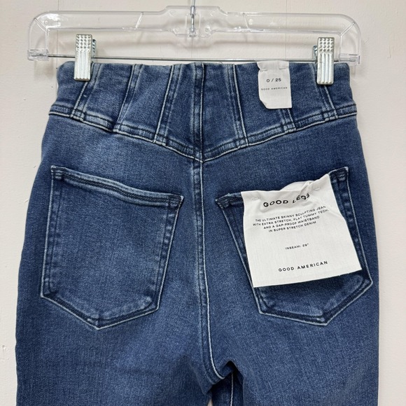 Good American Jeans Womens 0/25 Blue Good Legs High Rise Skinny Side Zip 29" - Picture 11 of 15